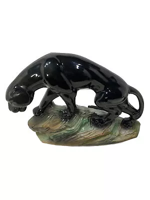 Vintage 1950’s Lane & Company Classic Ceramic Black Panther TV Lamp-15”x11”x5” • $139.95