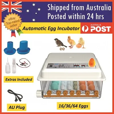 Fully Automatic 16/36/64 Egg Incubator Digital Led Turning Chicken Eggs Poultry • $6.99