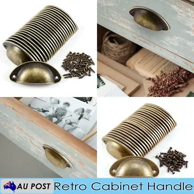$13.99 • Buy 24 Pcs Cupboard Door Cabinet Cup Drawer Furniture Antique Pull Shell Handle