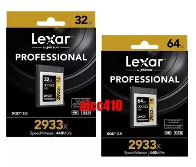 Lexar Professional 32GB 64GB 128GB XQD 2.0 2933x Memory Card 440MB/s 4K Video • $199.95