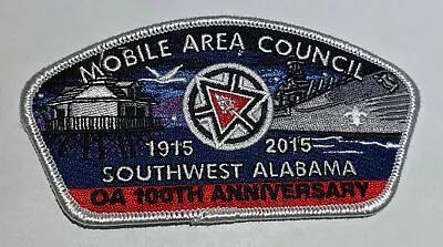 Mobile Area Council Strip CSP 2015 OA Centennial White Boy Scout XJ6 • $7.37