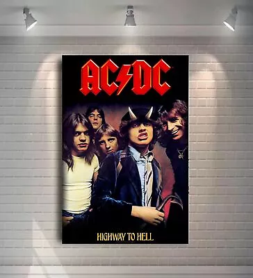 Acdc Highway To Hell Rock Wall Art Deep Wrapped Framed Canvas Or Poster Print • £14.99