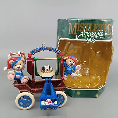 Mistletoe Magic Ornament Santa Hat Candy Mixer Wagon Teddy Bears Overalls Vtg • $8.25
