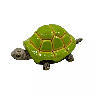 Vintage Ceramic Wiggling Turtle Collectible Lime Green New Old Stock LEPS Peru • $15