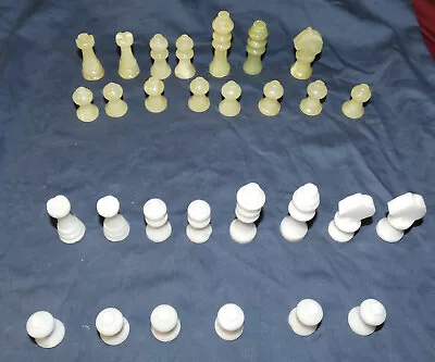 Lot Of Marble Chess Pieces A Few Missing Pieces Pale Green & White • $20.71