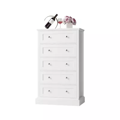 5 Drawer Dresser W/5 Drawers Chest Of Drawers Cabinet Wood Dresser For Hallway • $170.98