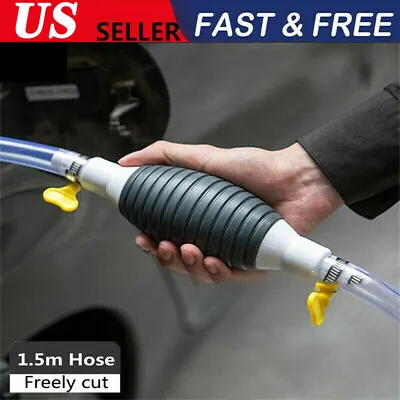Hand Siphon Pump Petrol Diesel Water Oil Liquid Fuel Transfer Easy Use Pump Uk • $11.99