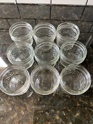 Lot 9 Small 4 Oz Ball Jelly Jam Jars Quilted Diamond Crystal No Lids Canning • $28.49