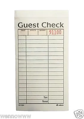 Guest Check 2-part Carbonless 1 Book 50 Checks   • $7.95