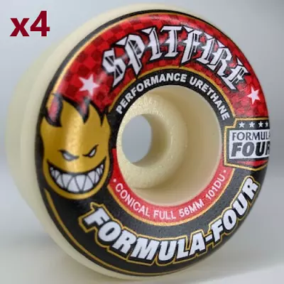 Spitfire F4 Formula Four Conical Full 56MM Skateboard Wheels 101a Natural/Red • $37.95
