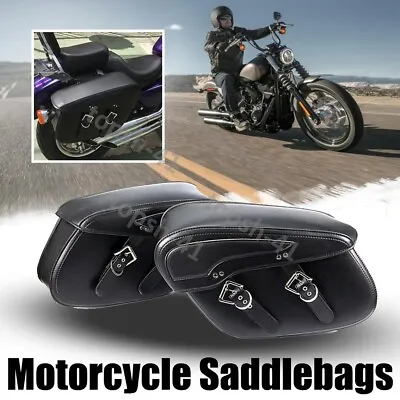 $124.90 • Buy Motorcycle Leather Side Saddle Bags For Yamaha V-Star XVS 250 650 950 1100 1300 