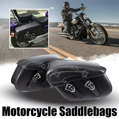 Motorcycle Leather Side Saddle Bags For Yamaha V-Star XVS 250 650 950 1100 1300  • $125.90