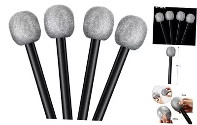 Yaomiao 4 Packs Glittered Microphone Fake Bling Prop Microphone Kids Silver • $30.70