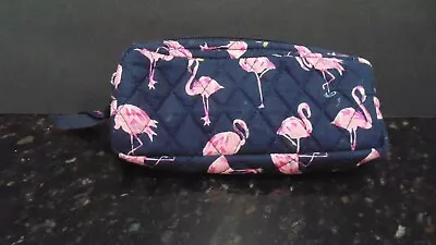 VERA BRADLEY Flirty Flamingos Cosmetic Brush & Pencil Bag Makeup Case Travel EUC • $16.99