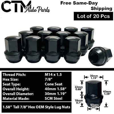 20x Black M14x1.5 OEM Factory Style Lug Nuts 7/8  Hex Fit Chevy Buick Cadillac  • $26.67
