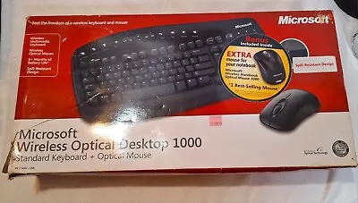 Microsoft Wireless Optical Desktop 1000 Keyboard And Mouse  • $30