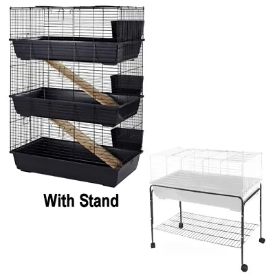 Indoor Rabbit Guinea Pig Cage With Stand 100cm Blue/Black 3 Tiers Brand New • £110.49