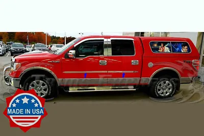 2004-2008 Ford F-150 Crew Cab 4Pc Flat Body Side Molding Trim 2  Chrome • $139.99