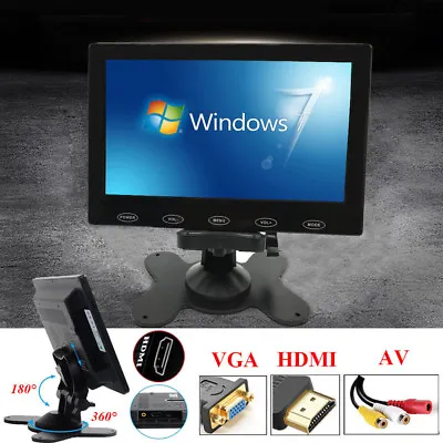 7  LCD HD CCTV Monitor PC Screen AV/RCA/VGA/HDMI 1080p For DSLR Raspberry PI 3+ • £53.63