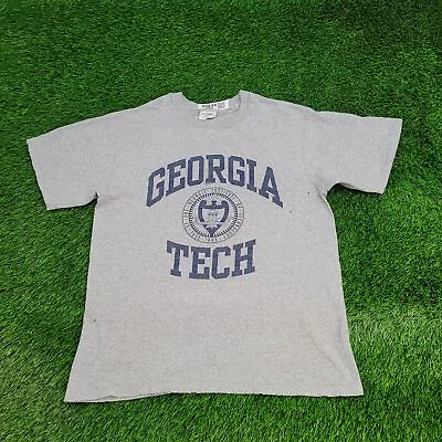 Vintage 90s Georgia-Tech Shirt L Single-Stitch Georgia-Institute-of-Technology • $19.95