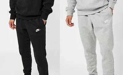 Nike Mens Joggers Foundation Fleece Pants Club Black Grey SMLXL • £28.99