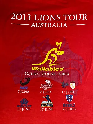 £8 • Buy Lions Rugby Tour Australia 2013 Official Merc T Shirt Size M Red