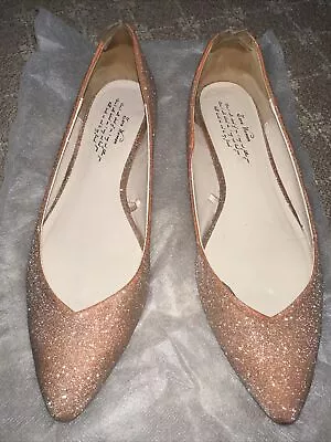 Zara Pink Glitter Shimmer Shoes Ballet Flats Pink EUC 37 7 • $9