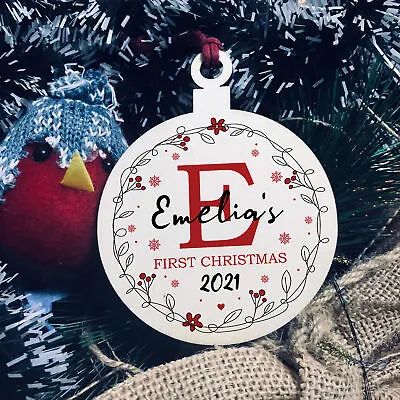 Baby 1st First Christmas Bauble Personalised Tree Decoration Baby Girl Gift • £4.99