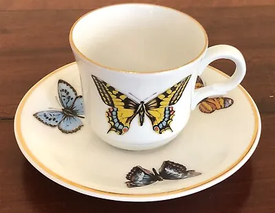 Vintage German Taeger Gold Rim Demitasse Tea Cup & Saucer Set With Butterflies • $10