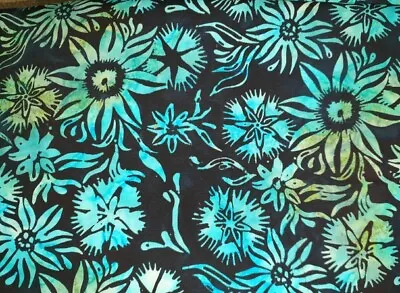 $6 • Buy Batik Cotton Quilting Craft Fabric Fat Quarters Meters Blue Fire Flowers