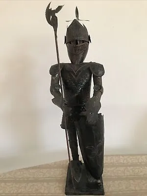 Vintage Knight In Armor Statue Medieval Tin Figure • $45