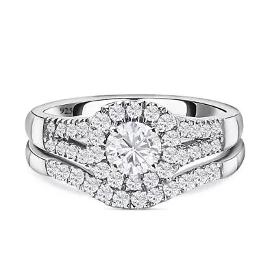 TJC 0.92ct Moissanite Stackable Ring In Platinum Over Silver • £48.99