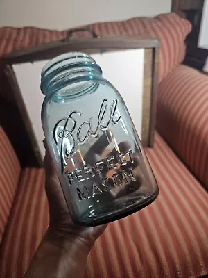 Rare Vintage Blue Glass Ball Perfect Mason Canning Jar • $10.70