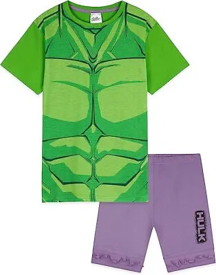 Boys The Incredible Hulk Pyjamas Marvel Avengers Shorts & T-Shirt Age 2-12 Years • £6.90