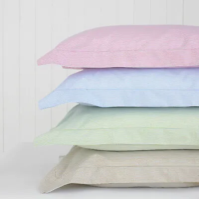 £7.49 • Buy Cambridge Stripe Pillowcases 100% Egyptian Cotton Pair Housewife Oxford Square