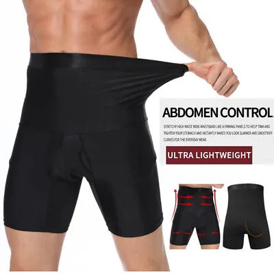 Men Compression High Waist Boxer Shorts Belly Body Shaper Girdle Slimming Pants~ • £6.99