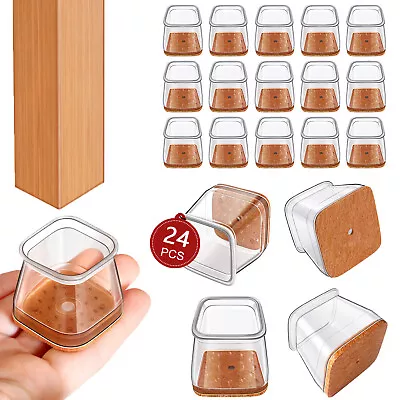 24 Pcs Square Chair Leg Floor Protectors For Hardwood Floor Fits All Shape Chair • $17.99