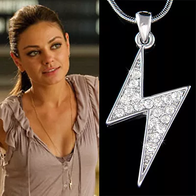 Lightning Bolt~ Made With Swarovski Crystal Thunderbolt Charm Necklace Jewelry • £41.09