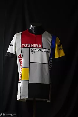 Toshiba Cycling Jersey La Vie Claire Santini 1987 Vintage Cycling Jersey Size L • $89