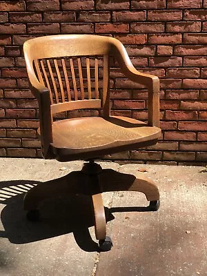 Outstanding Classic Vintage Oak Swivel Office Chair  • $125