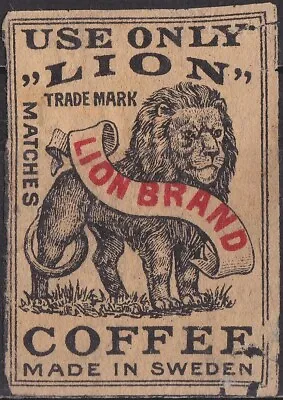 Old Matchbox Label Sweden Lion Brand Coffee • $2.49