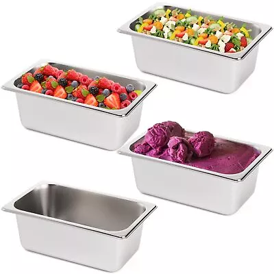 4 Pack Hotel Pans 1/4 Size 4 Deep Stainless Steel Steam Table Serving Pan • $32.01