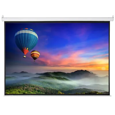 100  4:3 Electric Projection Projector Screen Movie Theater Matte White W/Remote • $89.99