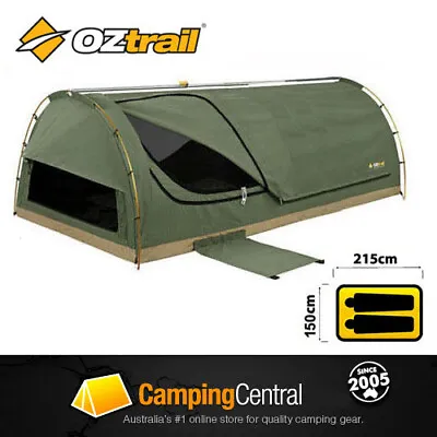 OZTRAIL WINTON DOUBLE SWAG 150x215cm (WATERPROOF PVC FLOOR) CANVAS DOME TENT • $149.95