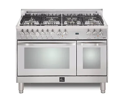Lofra CURVA 48 Inch Range Freestanding Dual Fuel Oven 7 Brass Burners Stainless • $4999
