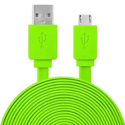 Universal 9 Ft Flat Micro USB Rapid Data Sync Charger Adapter Cable - Green • $10.45