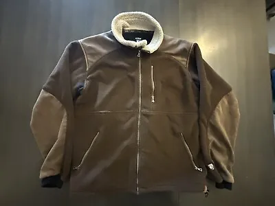 Men's KUHL Alpenwurxs Faux Suede Leather Full Zip Fleece Jacket Size L Brown • $39.99