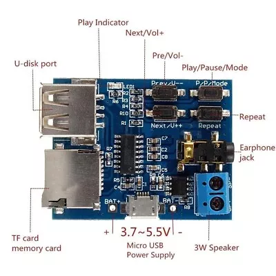 MP3 USB Flash Drive Micro SD TF Card Player Decoding Amplifier Board Module • $2.99