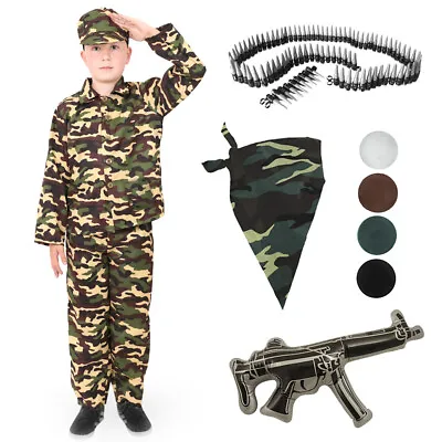 £17.99 • Buy Childs Army Boy Costume Soldier Military Camouflage Army Accessories Fancy Dress