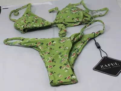 Zaful Womens Bikini Swimsuit  Two Piece  Green Floral Print - Size S NWT • $13.58